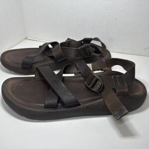 Chaco Men’s Sport Sandals Size 13 Brown Leather Adjustable Outdoor Hiking Shoes